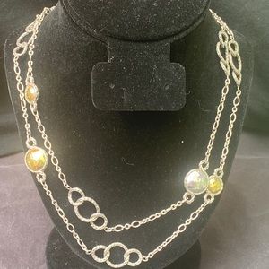 Designer JOHN HARDY Sterling Silver & 22K Palu Bulan Link Chain Necklace, 40”L